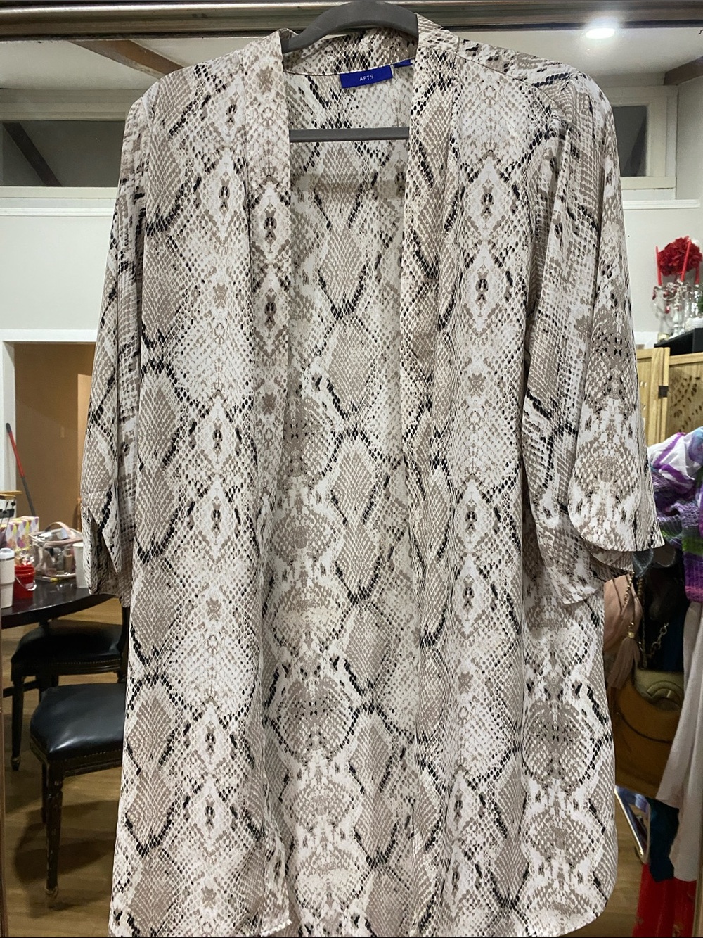 Apt. 9 Neutral Snake-Print Kimono Cover-Up in Beige and Gray